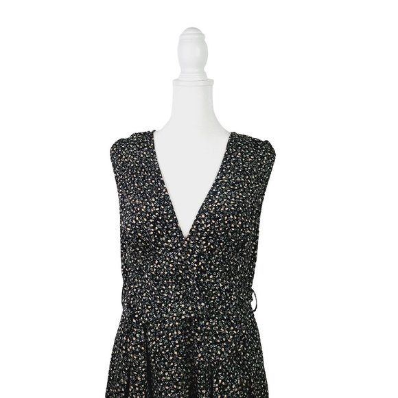 Lulu's Fashion Find Black Floral Print Ruffled Faux Wrap Maxi Dress, Sz M - Picture 5 of 10